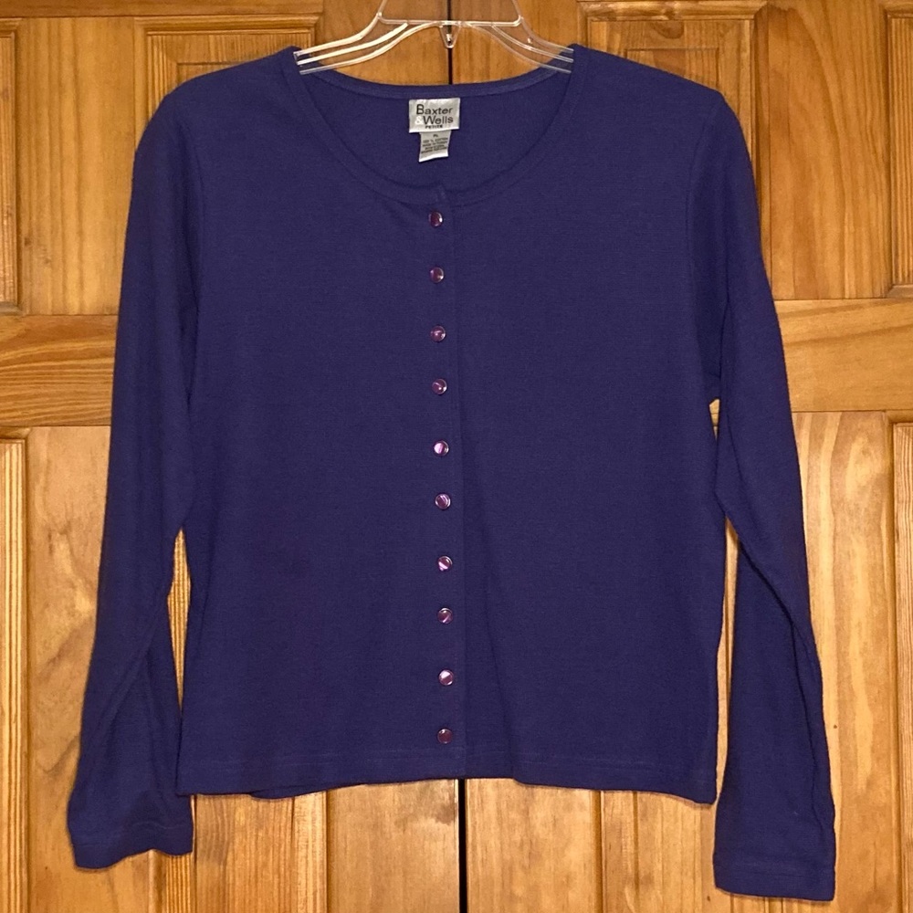 NWOT Baxter & Wells Petite Vintage 90s Top Long Sleeve Knit Blouse Purple Sz LP
